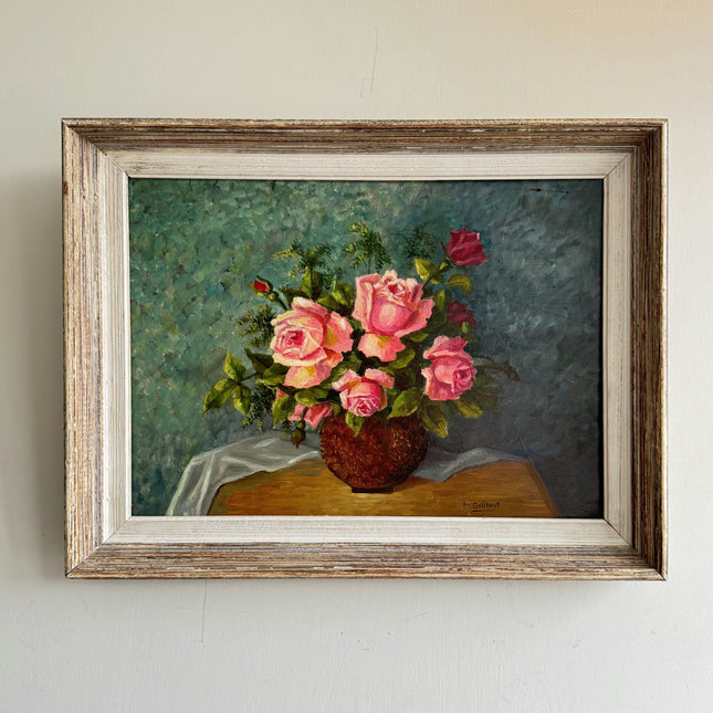 Expressive Floral Still Life Oil Painting "Pink Roses" Handcrafted Art Holland Art Shop