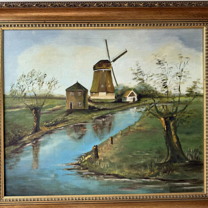 Timeless Landscape Oil Painting "Windmill Tower" Handcrafted Large Artwork Holland Art Shop