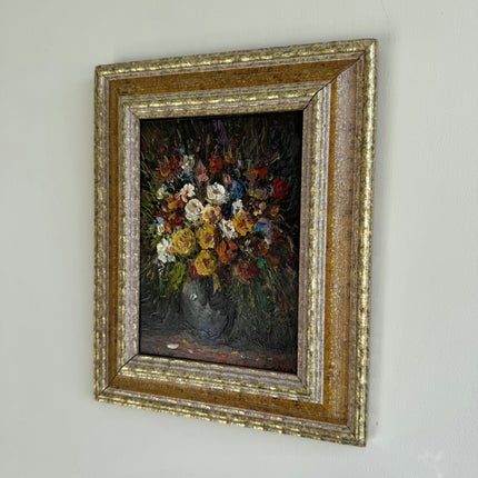 Elegant Floral Still Life Oil Painting "Flower Bouquet" Vintage Small Art Holland Art Shop