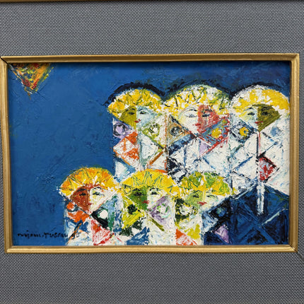 Vintage Figurative Oil Painting "Wooden Frame" Expressive Indonesia Art Holland Art Shop