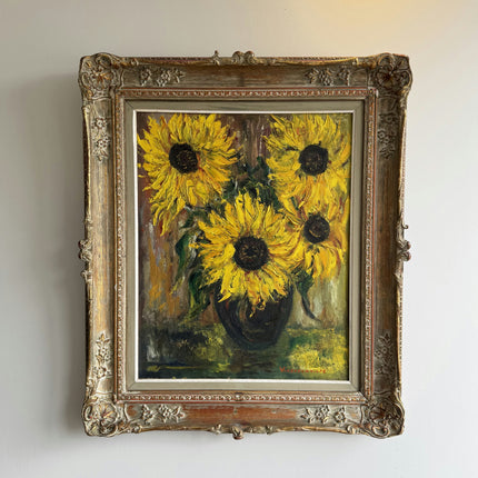 Refined Floral Still Life Oil Painting "Sunflower Bouquet" Detailed Art Holland Art Shop