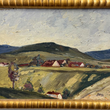 Rustic Landscape Oil Painting "Gilded Frame" Original Small Art Holland Art Shop