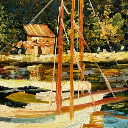 Fine Oil Painting Scenery "Sailing Boat" Striking Small Art