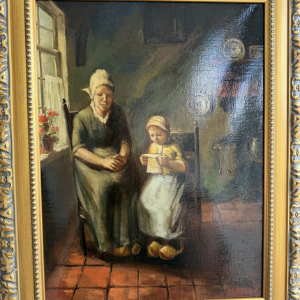 Original Interior Oil Painting "Seated Mother" Expressive Artwork Holland Art Shop