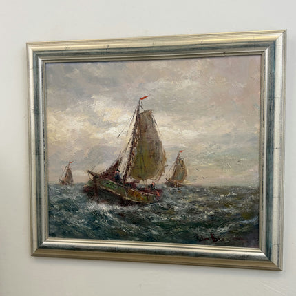 Vintage Seascape Oil Painting "Churning Water" Handcrafted Large Art Holland Art Shop