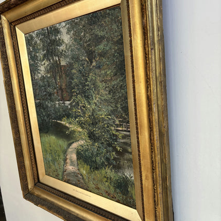 Original Landscape Oil Painting "Gilded Frame" Vintage Art Holland Art Shop