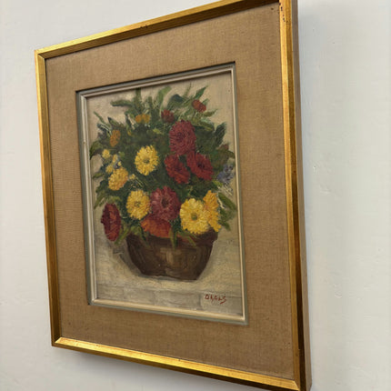 Authentic Floral Still Life Oil Painting "Flower Basket" Rustic Art Holland Art Shop