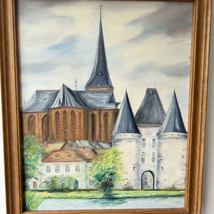 Authentic Landscape Oil Painting "Old Castle" Expressive Artwork Holland Art Shop