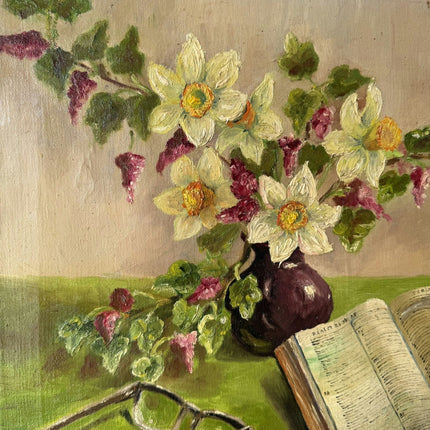 Classic Still Life Oil Painting "Open Book" Original Artwork Holland Art Shop