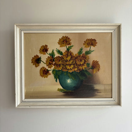 Detailed Floral Still Life Oil Painting "Green Vase" Expressive Artwork Holland Art Shop
