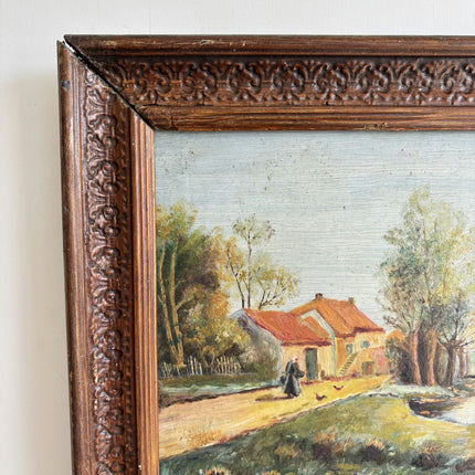 Original Landscape Oil Painting "Wooden Frame" Expressive Small Artwork Holland Art Shop
