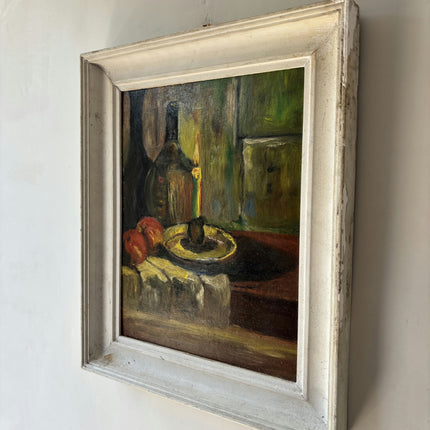 Expressive Still Life Oil Painting "Single Candle" Rustic Small Artwork Holland Art Shop