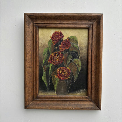 Authentic Floral Still Life Oil Painting "Flower Vase" Refined Small Art Holland Art Shop