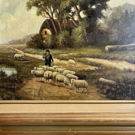 Original Landscape Oil Painting "Grazing Sheep" Detailed Art Holland Art Shop