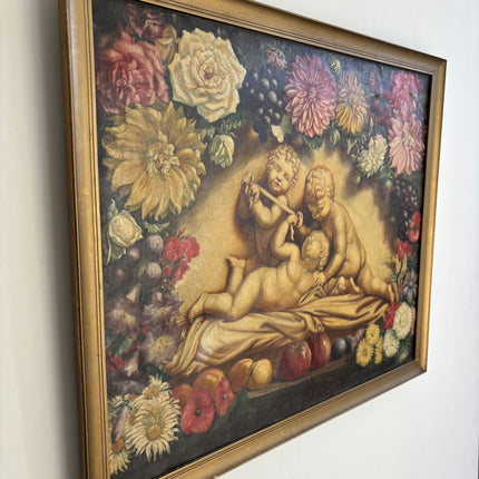 1918 Antique Figurative Oil Painting "Sleeping Cherubs" Art Holland Art Shop