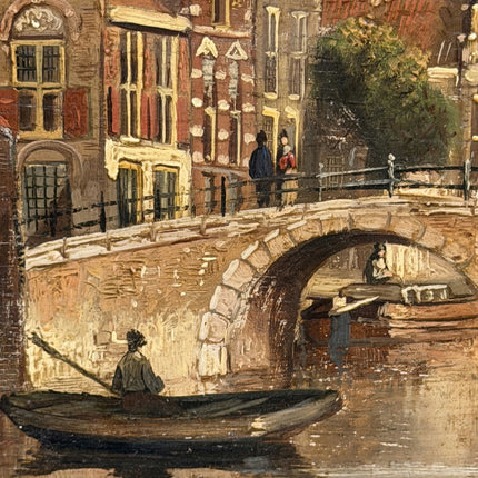 Detailed Cityscape Oil Painting "Canal Bridge" Elegant Artwork after Weissenbruch Holland Art Shop