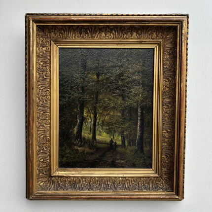 1881 Antique Landscape Oil Painting "Gilded Frame" Small Artwork Holland Art Shop