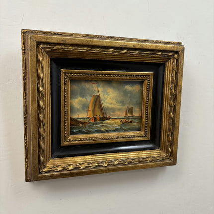 Classic Seascape Oil Painting "Sailing Boat" Original Small Artwork Holland Art Shop