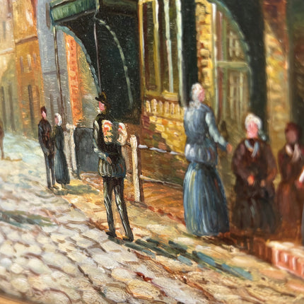 Rustic Cityscape Oil Painting "Gilded Frame" Authentic Small Art Holland Art Shop