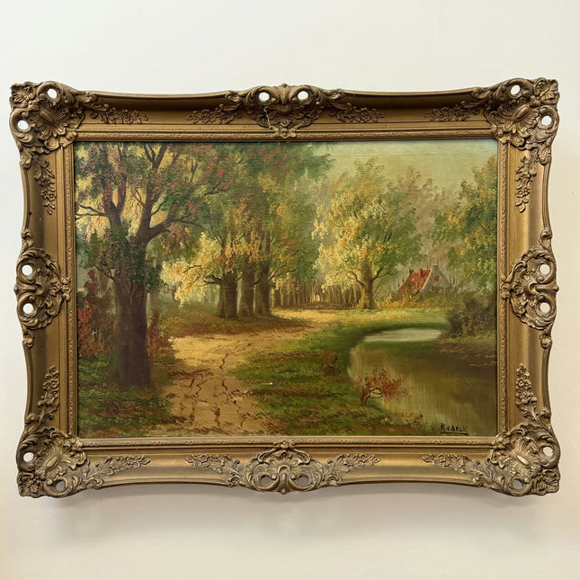 Detailed Landscape Oil Painting "Gilded Frame" Elegant Large Art Holland Art Shop
