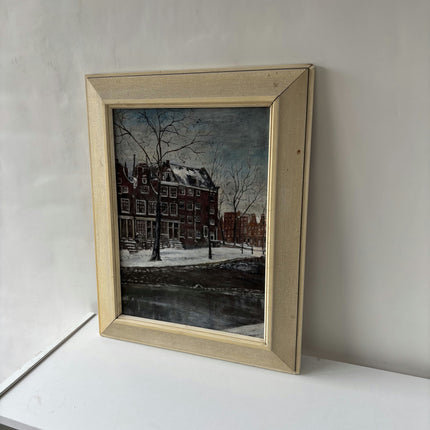 Elegant Cityscape Oil Painting "Snowy Houses" Authentic Art Holland Art Shop