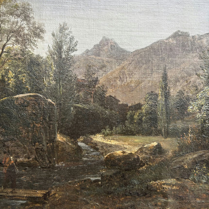 19th Century Antique Landscape Oil Painting "Wooded Valley" Small Art Holland Art Shop