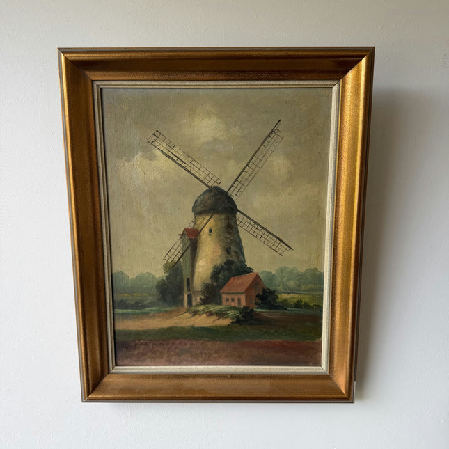 Vintage Landscape Oil Painting "Old Windmill" Timeless Artwork Holland Art Shop