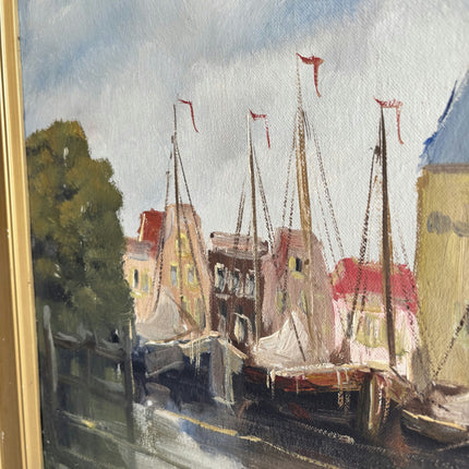 Expressive Harbor Scene Oil Painting "Masted Boats" Timeless Dutch Art Holland Art Shop