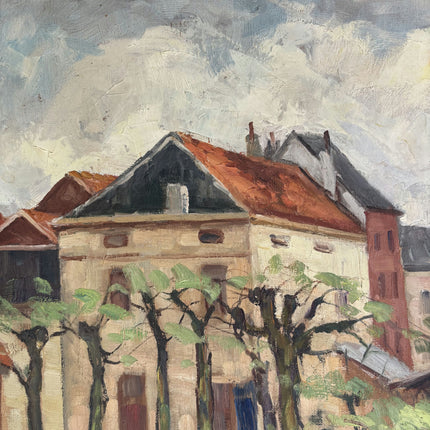 Original Cityscape Oil Painting "Row Houses" Detailed Art Holland Art Shop