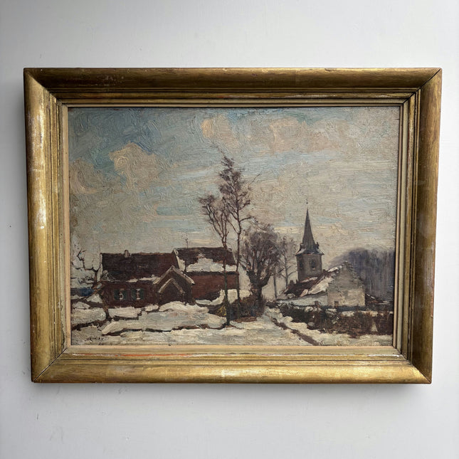 Detailed Cityscape Oil Painting "Snowy Village" Classic Art Holland Art Shop