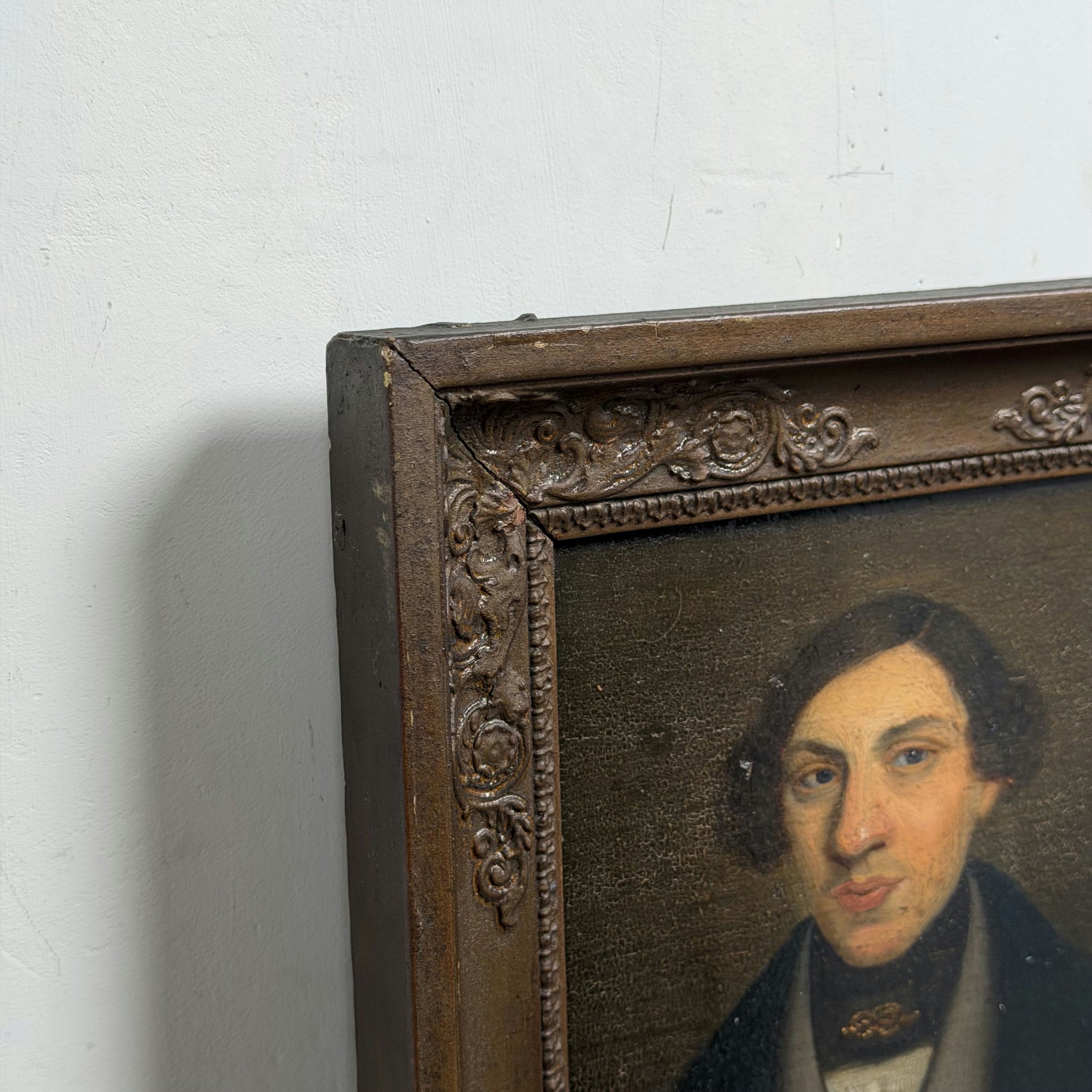 1850 Antique Portrait Oil Painting 