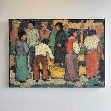 Timeless Figurative Oil Painting "Crowded Figures" Rustic Artwork Holland Art Shop
