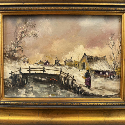 Original Winter Landscape Oil Painting "Framed Painting" Classic Small Art Holland Art Shop