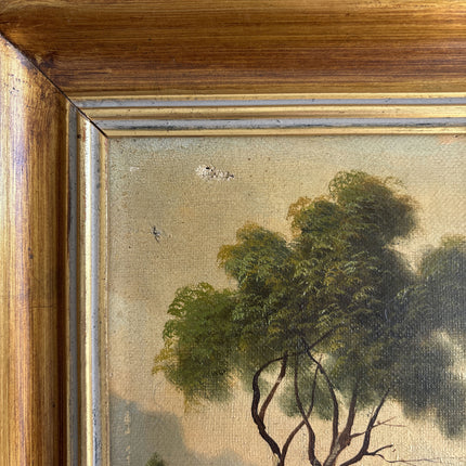 19th Century Antique Landscape Oil Painting "Gilded Frame" Small Art Holland Art Shop