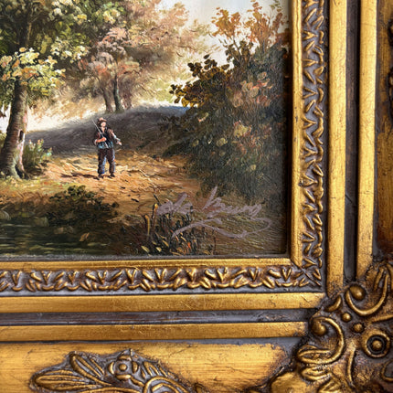 Vintage Landscape Oil Painting "Gilded Frame" Original Small Artwork Holland Art Shop