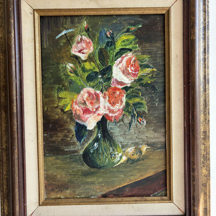 Original Floral Still Life Oil Painting "Rose Vase" Authentic Artwork Holland Art Shop