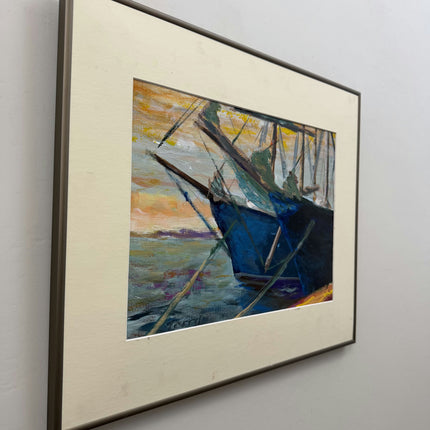 Classic Harbor Scene Oil Painting "Sailboat Bow" Traditional Artwork Holland Art Shop