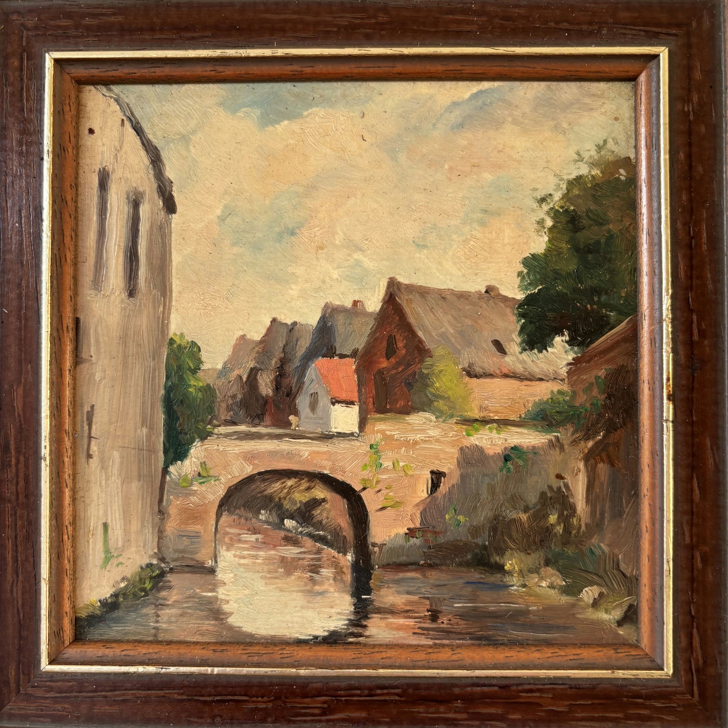 Intriguing Oil Painting "Stone Bridge" Original Small Art
