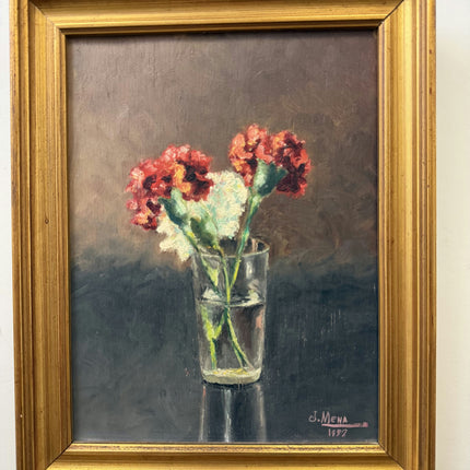 Rustic Floral Still Life Oil Painting "Gilded Frame" Handcrafted Small Art Holland Art Shop