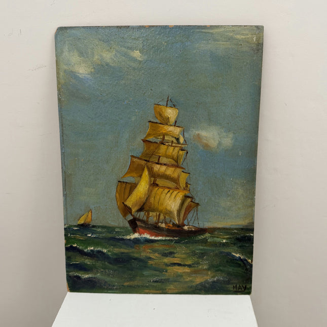Rustic Seascape Oil Painting "Sailing Ship" Classic French Artwork Holland Art Shop