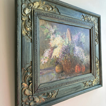 Handcrafted Floral Still Life Oil Painting "Flower Basket" Authentic Artwork Holland Art Shop