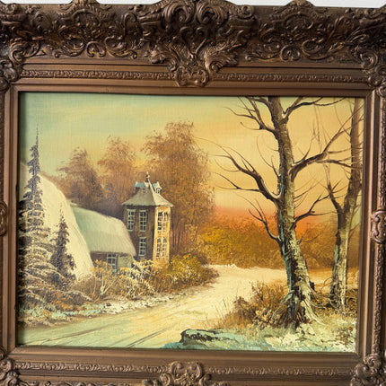 Original Landscape Oil Painting "Snowy Cottage" Refined Artwork Holland Art Shop