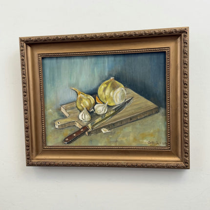 Detailed Still Life Oil Painting "Garlic Bulbs" Classic Artwork Holland Art Shop
