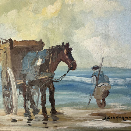 Detailed Seascape Oil Painting "Horse Cart" Traditional Art Holland Art Shop