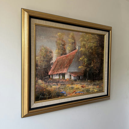 Rustic Farm Oil Painting "Red Roof" Refined Artwork Holland Art Shop