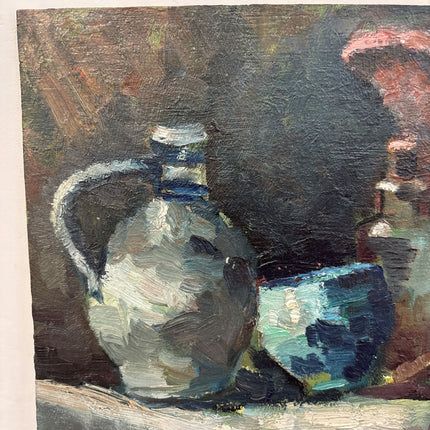 Traditional Still Life Oil Painting "Silver Pitcher" Vintage Small Artwork Holland Art Shop