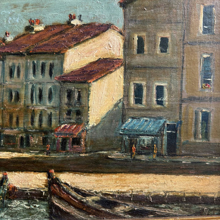 Rustic Harbor Scene Oil Painting "Docked Boats" Timeless Art Holland Art Shop