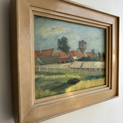 Vintage Landscape Oil Painting "Water Tower" Traditional Art Holland Art Shop