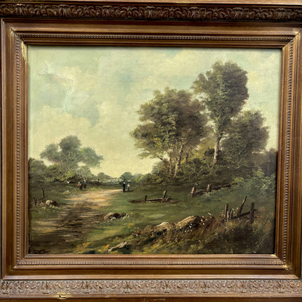 19th Century Antique Landscape Oil Painting "Tall Trees" Large Artwork Holland Art Shop