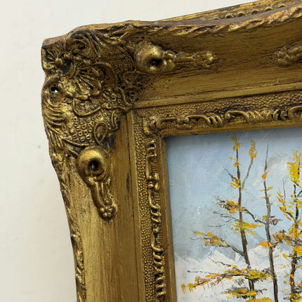 Vintage Landscape Oil Painting "Golden Frame" Expressive Small Artwork Holland Art Shop
